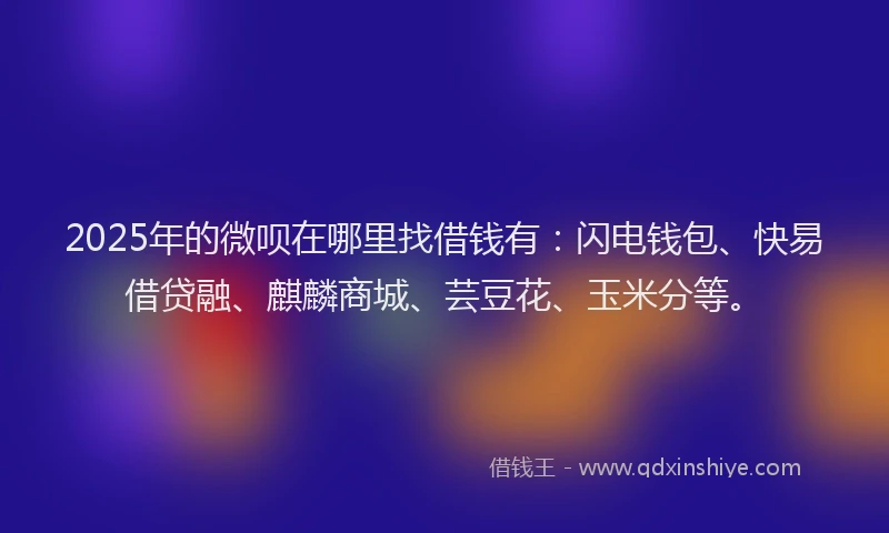 2025年的微呗在哪里找借钱有：闪电钱包、快易借贷融、麒麟商城、芸豆花、玉米分等。