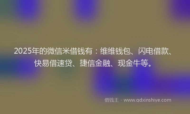 2025年的微信米借钱有：维维钱包、闪电借款、快易借速贷、捷信金融、现金牛等。
