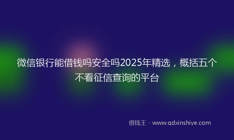 微信银行能借钱吗安全吗2025年精选，概括五个不看征信查询的平台