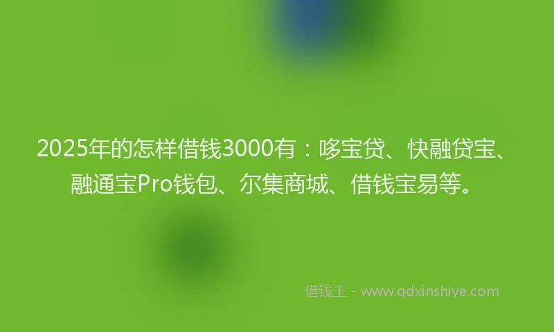 2025年的怎样借钱3000有：哆宝贷、快融贷宝、融通宝Pro钱包、尔集商城、借钱宝易等。