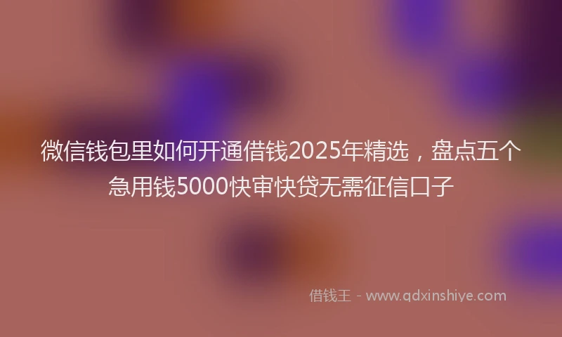 微信钱包里如何开通借钱2025年精选，盘点五个急用钱5000快审快贷无需征信口子
