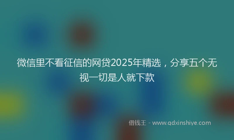 微信里不看征信的网贷2025年精选，分享五个无视一切是人就下款