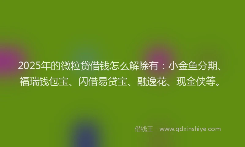 2025年的微粒贷借钱怎么解除有：小金鱼分期、福瑞钱包宝、闪借易贷宝、融逸花、现金侠等。