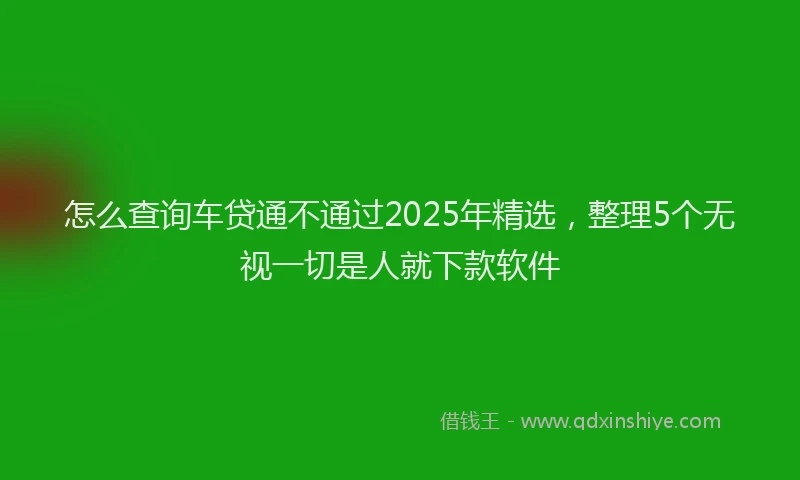 怎么查询车贷通不通过2025年精选，整理5个无视一切是人就下款软件