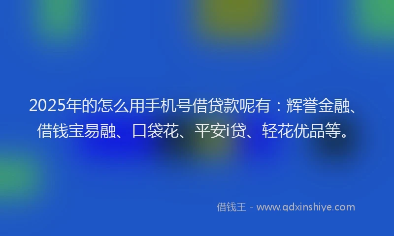 2025年的怎么用手机号借贷款呢有：辉誉金融、借钱宝易融、口袋花、平安i贷、轻花优品等。