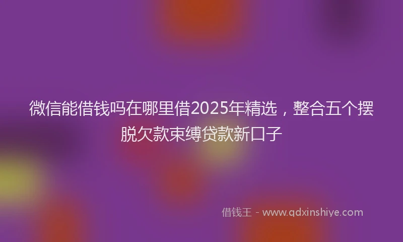 微信能借钱吗在哪里借2025年精选，整合五个摆脱欠款束缚贷款新口子