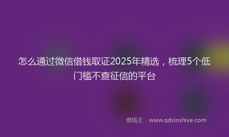怎么通过微信借钱取证2025年精选，梳理5个低门槛不查征信的平台