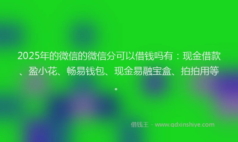 2025年的微信的微信分可以借钱吗有：现金借款、盈小花、畅易钱包、现金易融宝盒、拍拍用等。