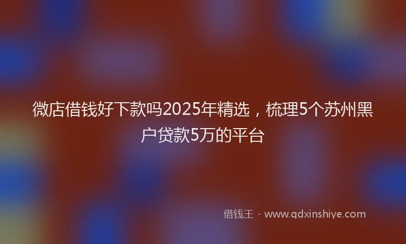 微店借钱好下款吗2025年精选，梳理5个苏州黑户贷款5万的平台