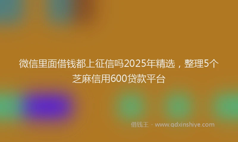 微信里面借钱都上征信吗2025年精选，整理5个芝麻信用600贷款平台