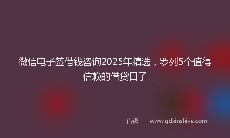 微信电子签借钱咨询2025年精选，罗列5个值得信赖的借贷口子