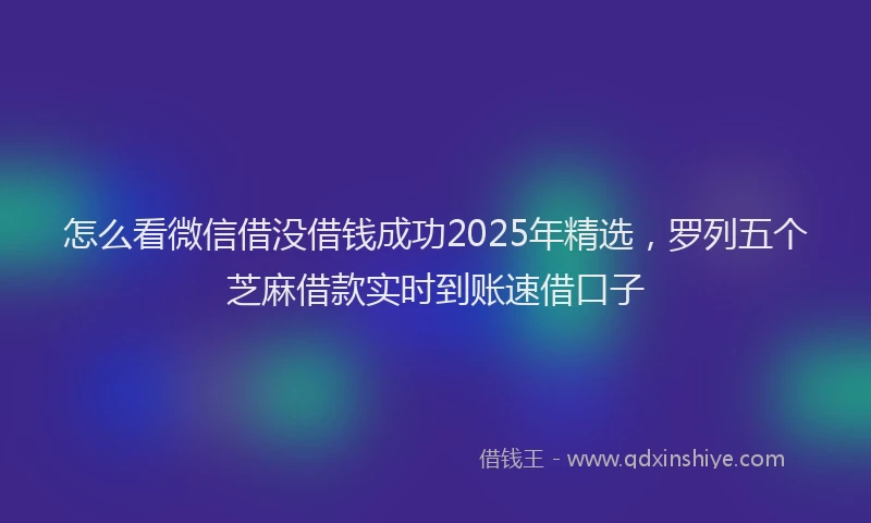 怎么看微信借没借钱成功2025年精选，罗列五个芝麻借款实时到账速借口子