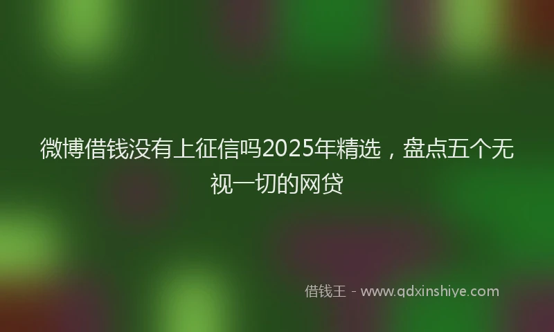 微博借钱没有上征信吗2025年精选，盘点五个无视一切的网贷