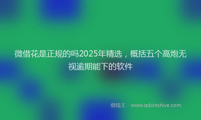微借花是正规的吗2025年精选，概括五个高炮无视逾期能下的软件