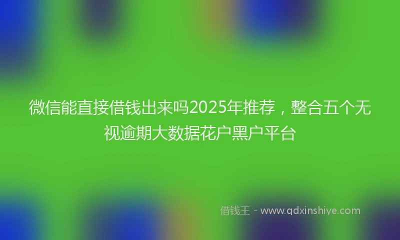 微信能直接借钱出来吗2025年推荐，整合五个无视逾期大数据花户黑户平台