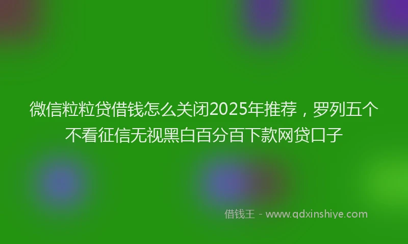 微信粒粒贷借钱怎么关闭2025年推荐，罗列五个不看征信无视黑白百分百下款网贷口子