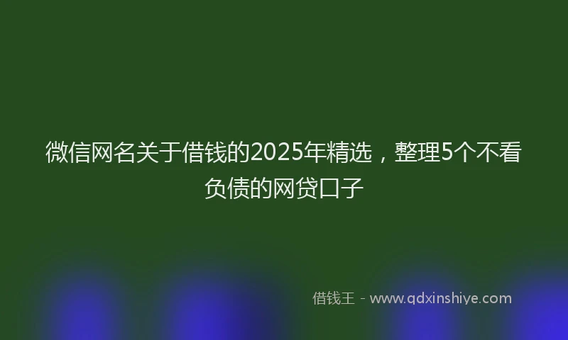 微信网名关于借钱的2025年精选，整理5个不看负债的网贷口子