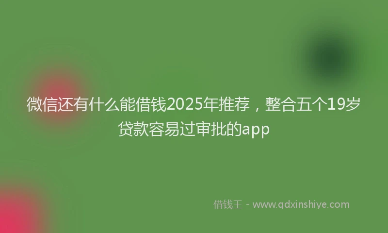 微信还有什么能借钱2025年推荐，整合五个19岁贷款容易过审批的app