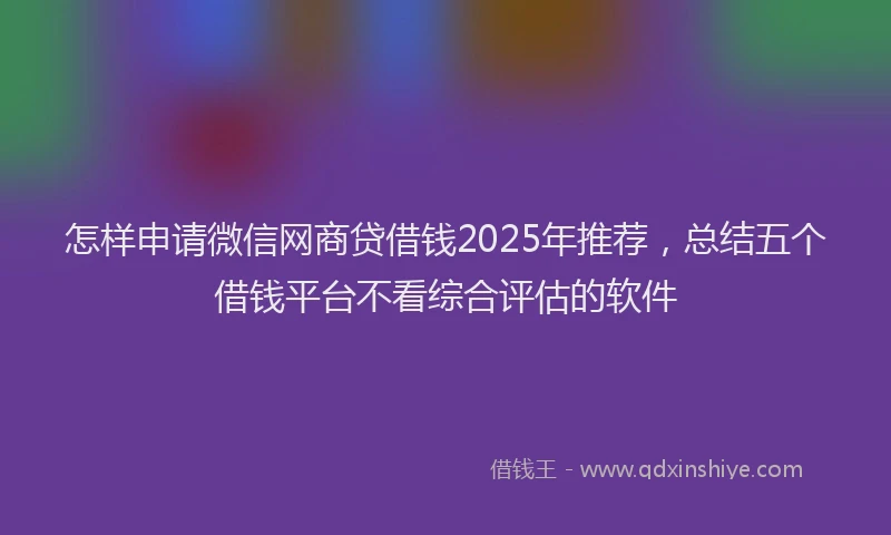怎样申请微信网商贷借钱2025年推荐，总结五个借钱平台不看综合评估的软件