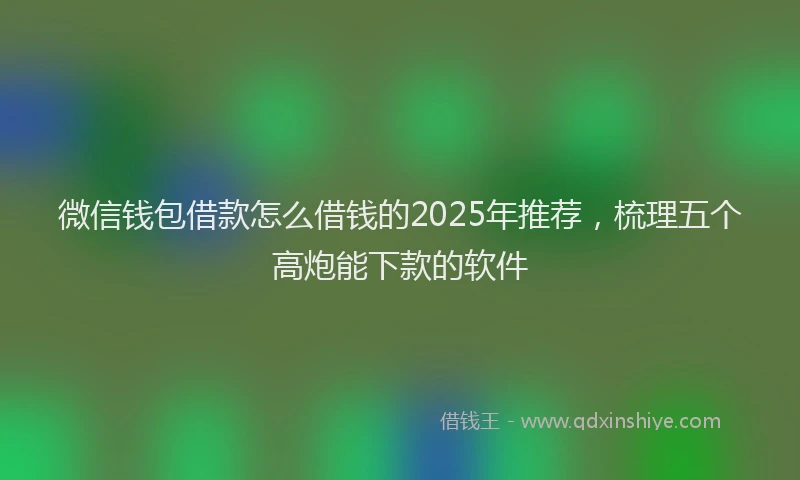 微信钱包借款怎么借钱的2025年推荐，梳理五个高炮能下款的软件