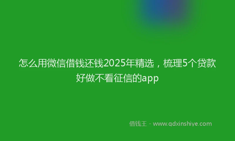 怎么用微信借钱还钱2025年精选，梳理5个贷款好做不看征信的app