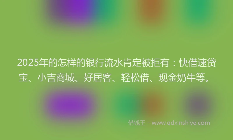 2025年的怎样的银行流水肯定被拒有：快借速贷宝、小吉商城、好居客、轻松借、现金奶牛等。