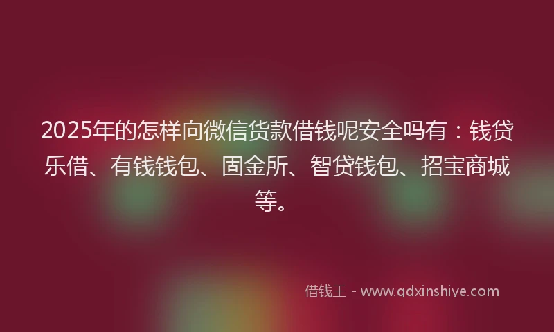2025年的怎样向微信货款借钱呢安全吗有：钱贷乐借、有钱钱包、固金所、智贷钱包、招宝商城等。