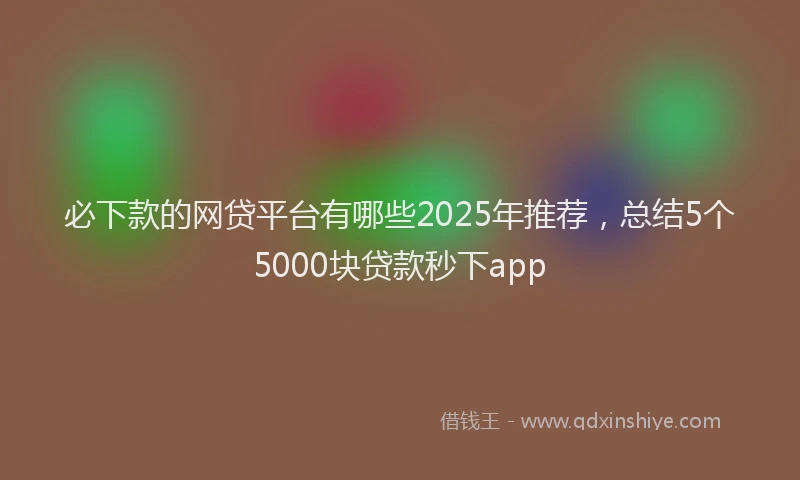 必下款的网贷平台有哪些2025年推荐，总结5个5000块贷款秒下app
