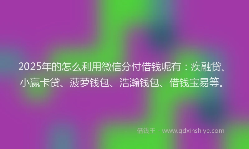 2025年的怎么利用微信分付借钱呢有：疾融贷、小赢卡贷、菠萝钱包、浩瀚钱包、借钱宝易等。