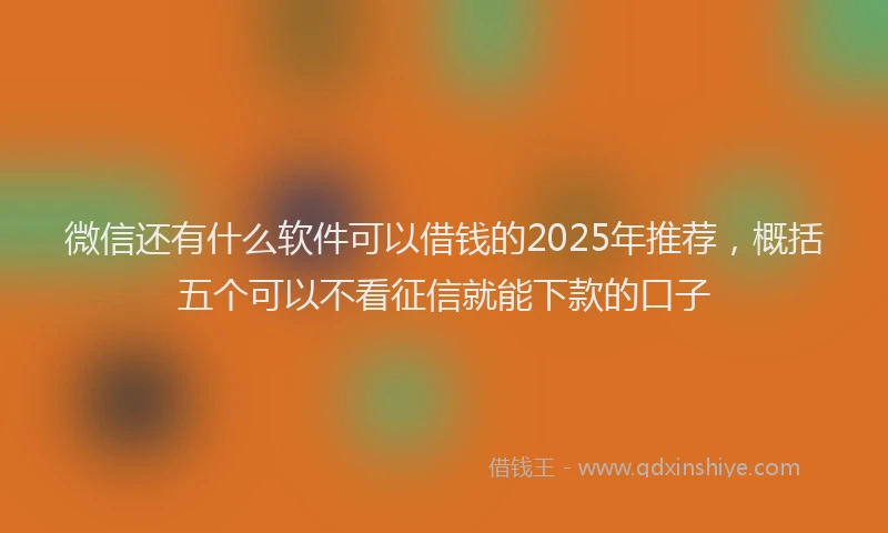 微信还有什么软件可以借钱的2025年推荐，概括五个可以不看征信就能下款的口子