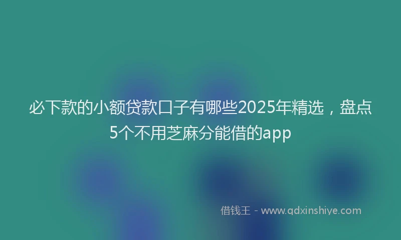 必下款的小额贷款口子有哪些2025年精选，盘点5个不用芝麻分能借的app