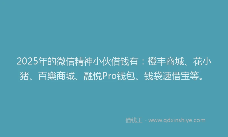 2025年的微信精神小伙借钱有：橙丰商城、花小猪、百樂商城、融悦Pro钱包、钱袋速借宝等。