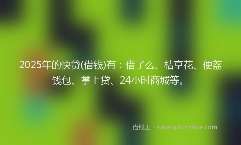 2025年的快贷(借钱)有：借了么、桔享花、便荔钱包、掌上贷、24小时商城等。