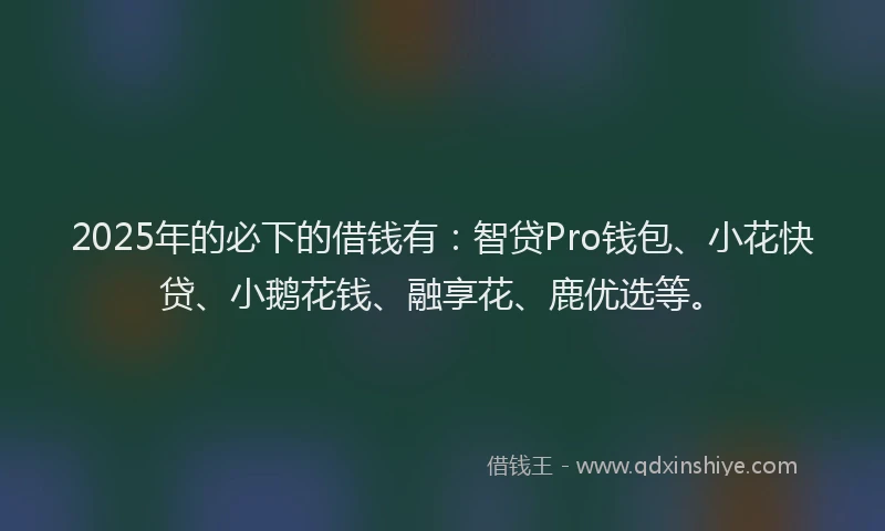 2025年的必下的借钱有：智贷Pro钱包、小花快贷、小鹅花钱、融享花、鹿优选等。