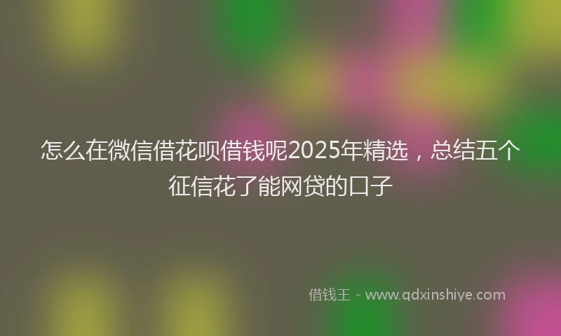 怎么在微信借花呗借钱呢2025年精选，总结五个征信花了能网贷的口子
