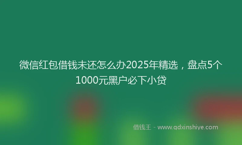 微信红包借钱未还怎么办2025年精选，盘点5个1000元黑户必下小贷