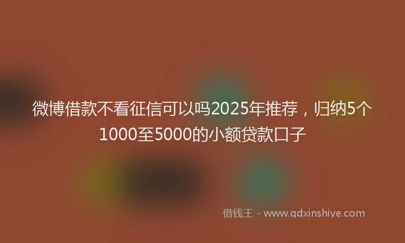 微博借款不看征信可以吗2025年推荐，归纳5个1000至5000的小额贷款口子