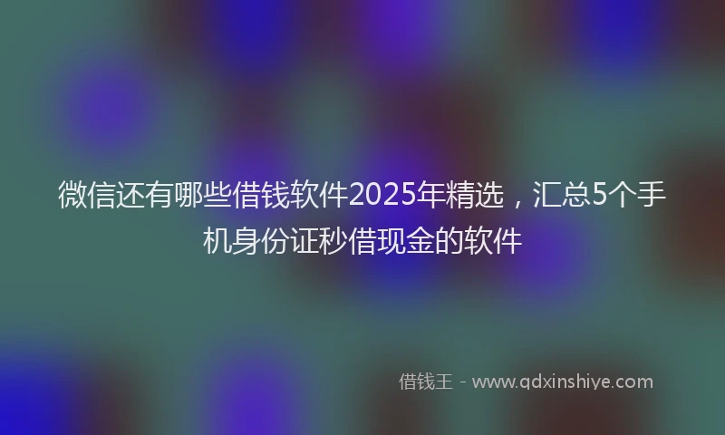 微信还有哪些借钱软件2025年精选，汇总5个手机身份证秒借现金的软件