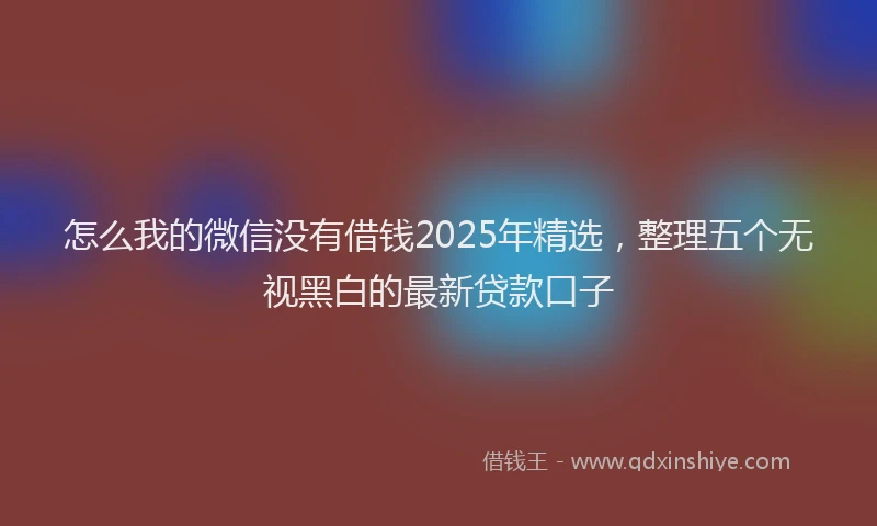 怎么我的微信没有借钱2025年精选，整理五个无视黑白的最新贷款口子