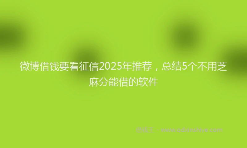 微博借钱要看征信2025年推荐，总结5个不用芝麻分能借的软件