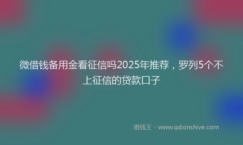 微借钱备用金看征信吗2025年推荐，罗列5个不上征信的贷款口子