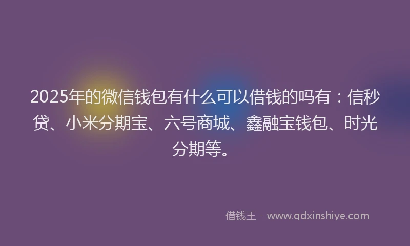 2025年的微信钱包有什么可以借钱的吗有：信秒贷、小米分期宝、六号商城、鑫融宝钱包、时光分期等。
