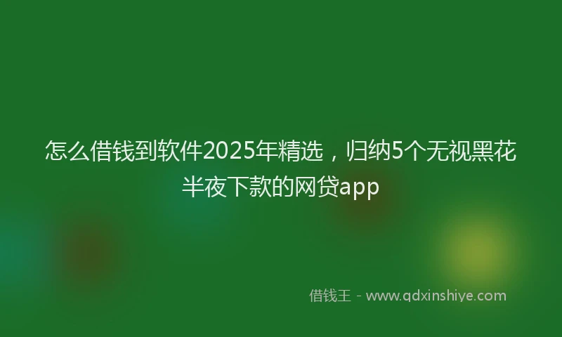 怎么借钱到软件2025年精选，归纳5个无视黑花半夜下款的网贷app