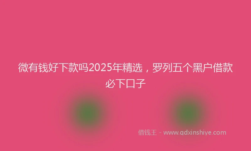微有钱好下款吗2025年精选，罗列五个黑户借款必下口子
