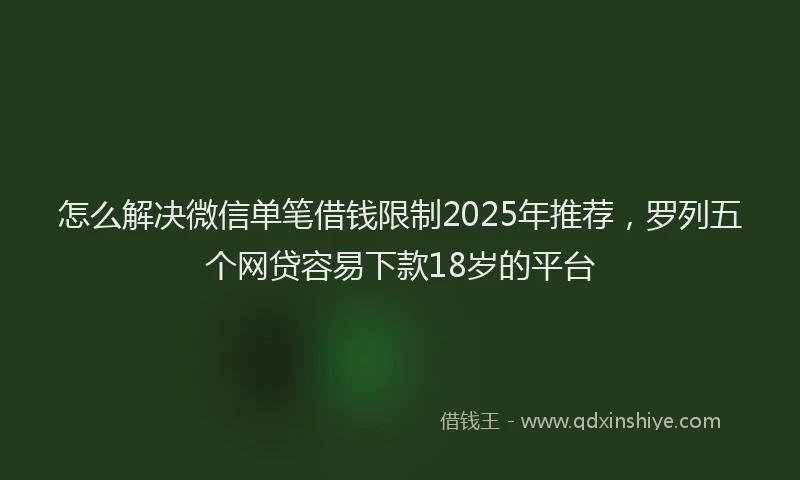怎么解决微信单笔借钱限制2025年推荐，罗列五个网贷容易下款18岁的平台