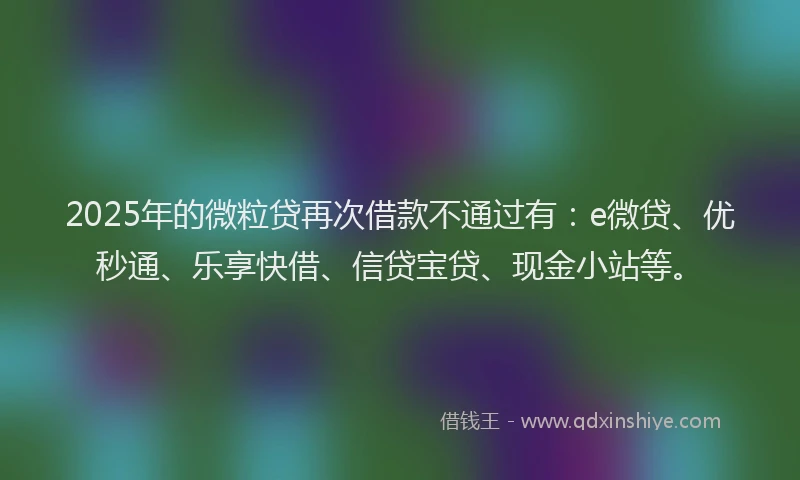 2025年的微粒贷再次借款不通过有：e微贷、优秒通、乐享快借、信贷宝贷、现金小站等。