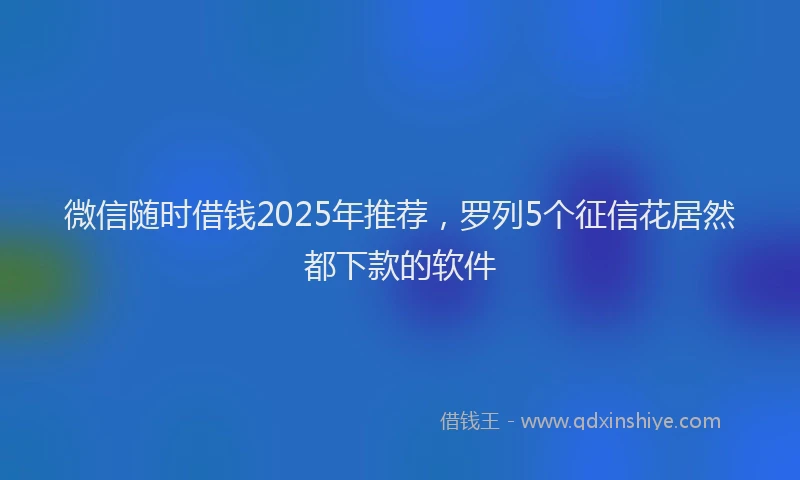 微信随时借钱2025年推荐，罗列5个征信花居然都下款的软件