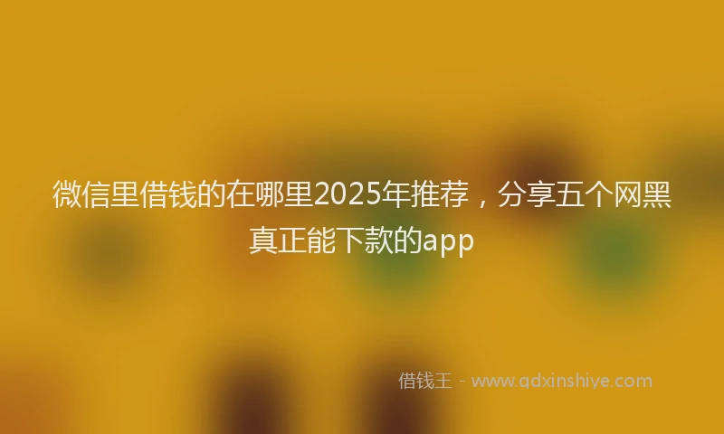 微信里借钱的在哪里2025年推荐，分享五个网黑真正能下款的app