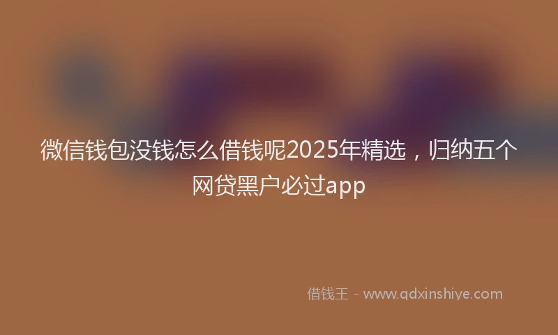 微信钱包没钱怎么借钱呢2025年精选，归纳五个网贷黑户必过app