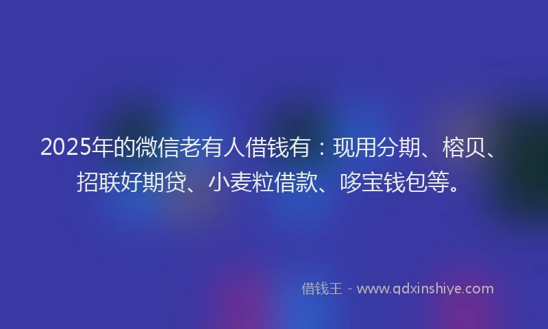 2025年的微信老有人借钱有：现用分期、榕贝、招联好期贷、小麦粒借款、哆宝钱包等。